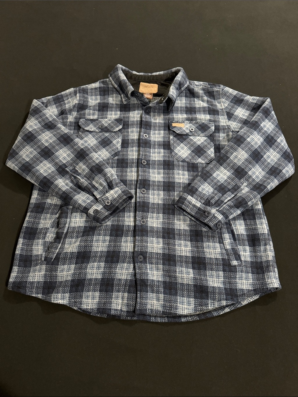 Plaid Button-Up Shirt Jacket in Navy and Light Blue